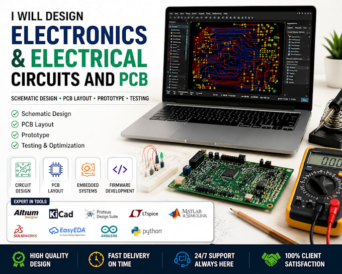 design electronics and electrical circuits and pcb