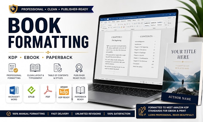 format your microsoft word document for KDP book and ebook publishing