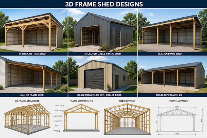 design 3d frame shed and custom timber