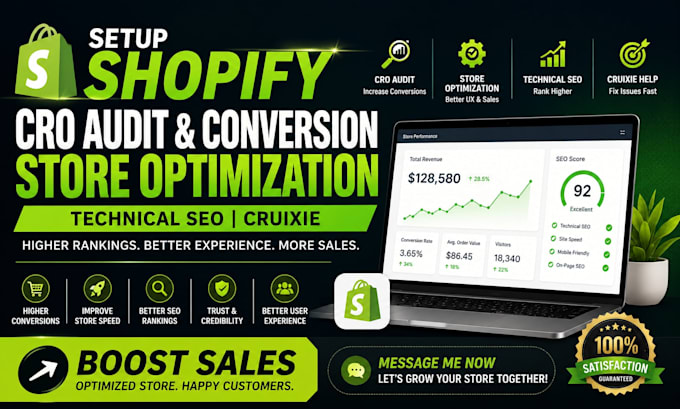 setup shopify cro audit conversion store optimization technical seo cruixie