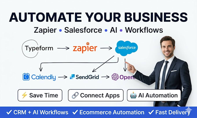 create zapier shopify typeform salesforce calendly openai sendgrid flows