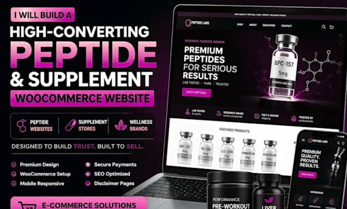 design fda compliant peptide website woocommerce research peptide store