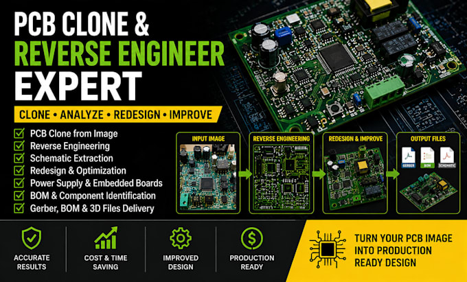 clone pcb from image, reverse engineer pcb and redesign power supply