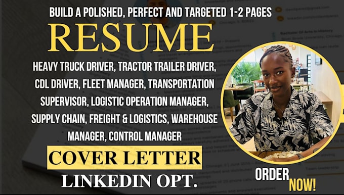 write truck driver cdl driver fleet manager operations manager supply chain CV
