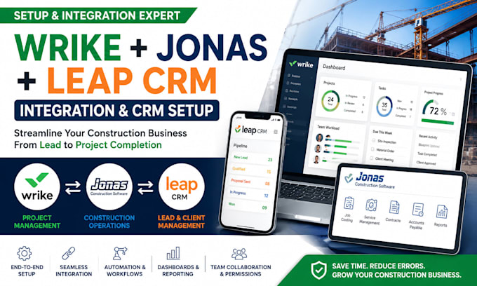 setup wrike construction jonas construction software leap CRM integration CRM