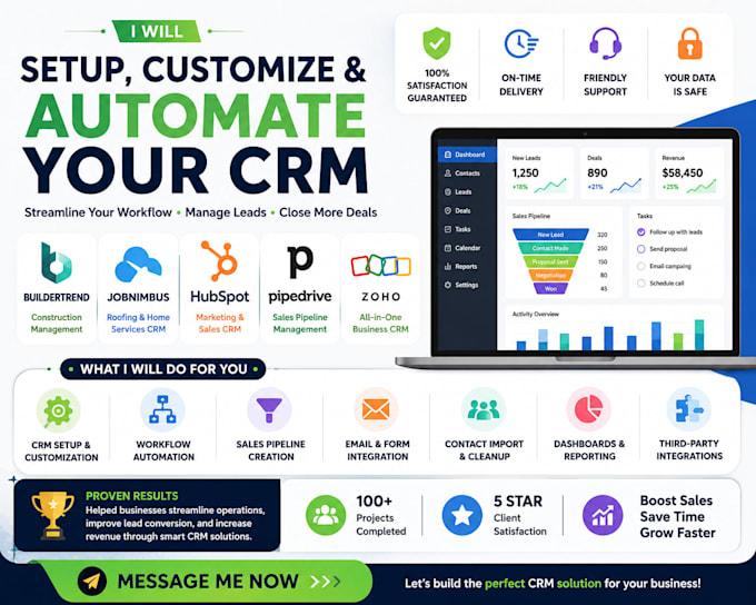 set up procore buildertrend jobnimbus hubspot pipedrive zoho integration