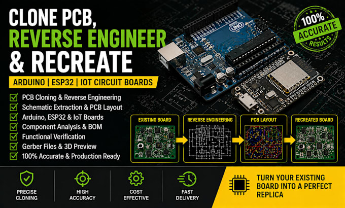 reverse engineer clone pcb recreate arduino, esp32, iot circuit boards