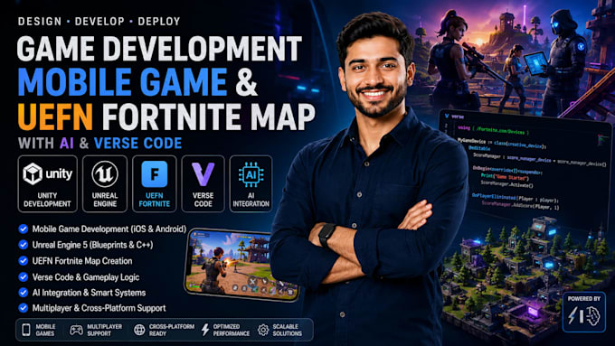 do unity unreal engine game development mobile game uefn fortnite map verse code