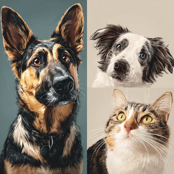 do a custom pet portrait, dog portrait, cat portrait