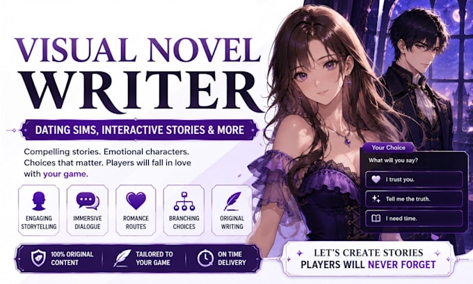 visual novel dating sim interactive story romance dialogue game writing