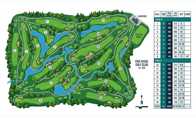 draw bespoke vector mini golf course maps in illustrator for print