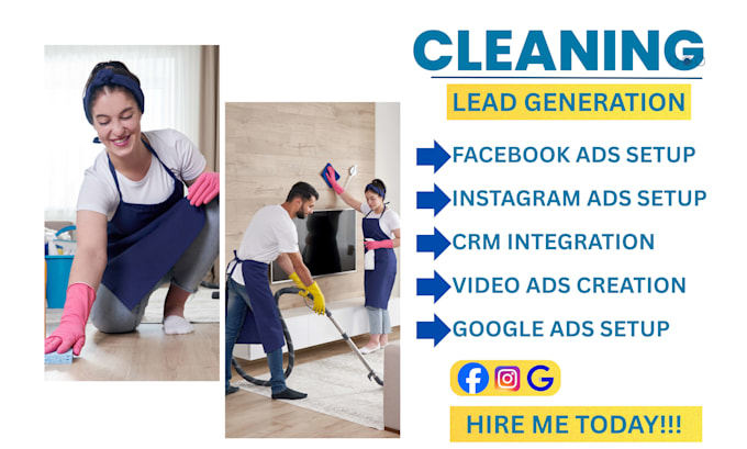 cleaning leads generation, facebook leads generation, google ads, video ads