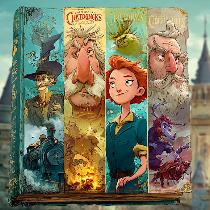 create a modern cartoon book cover design