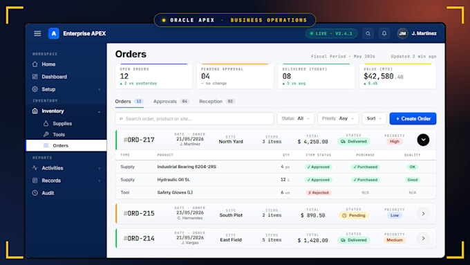 develop oracle apex applications and fix bugs