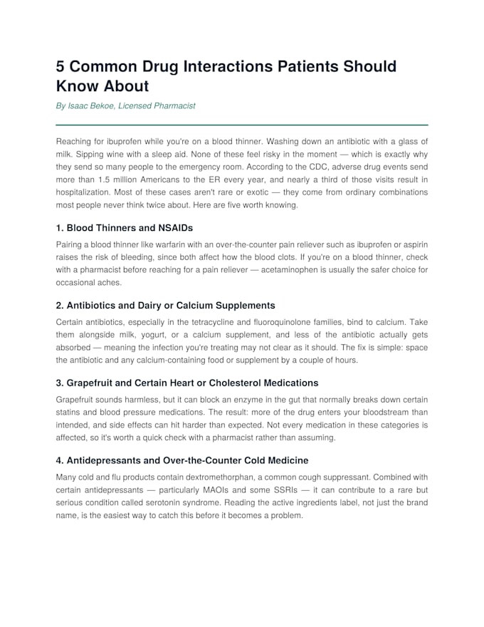 write health and wellness articles as a licensed pharmacist