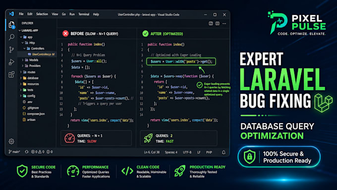fix laravel bugs and optimize your website performance