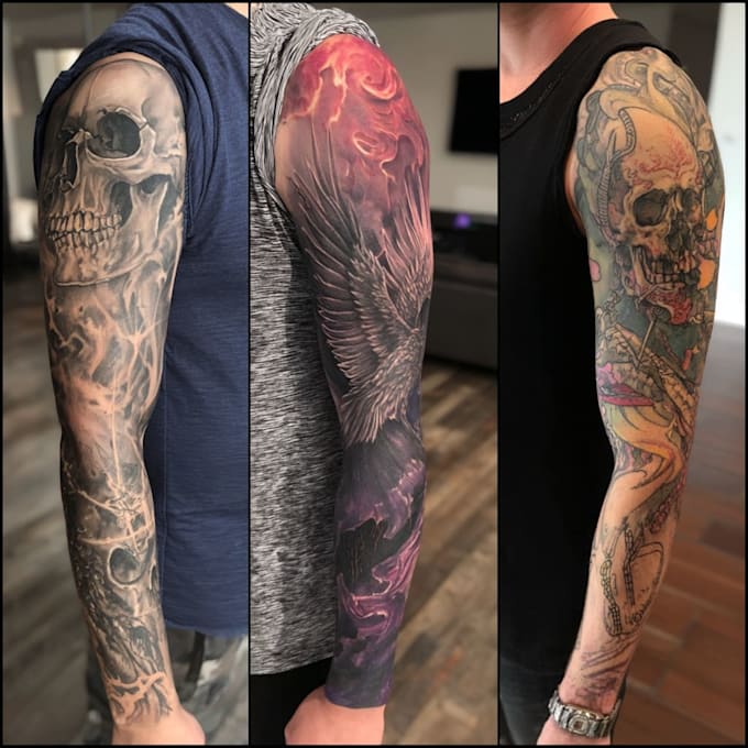 draw a attractive tattoo sleeve art