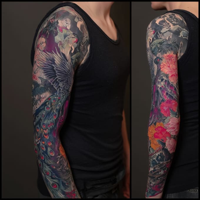 desing a custom tattoo sleeve art for you