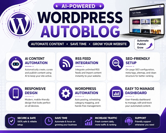 create an automated wordpress autoblog website with SEO