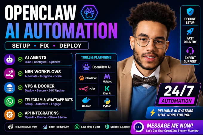 setup openclaw ai agents, automation workflows and fix open claw