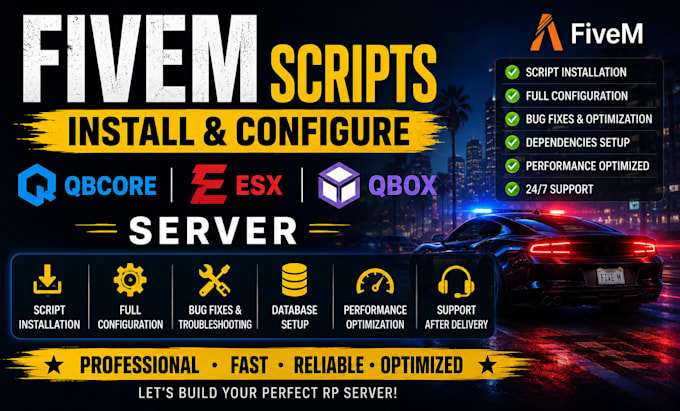 install and configure fivem scripts qbcore esx qbox server