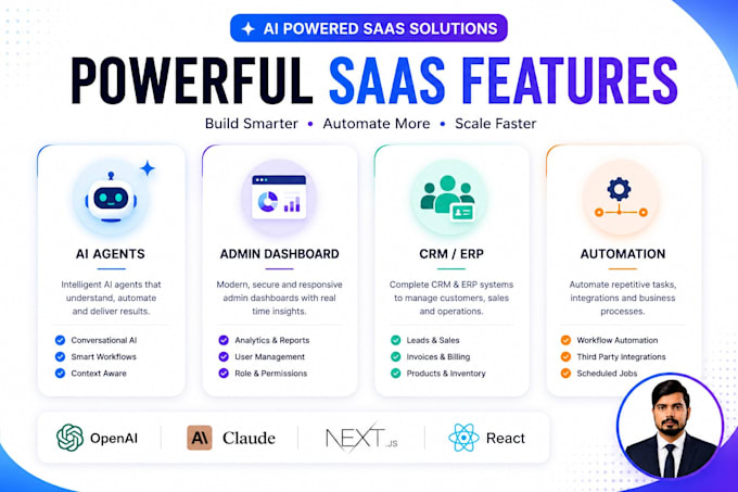 build ai powered saas web app and admin dashboard