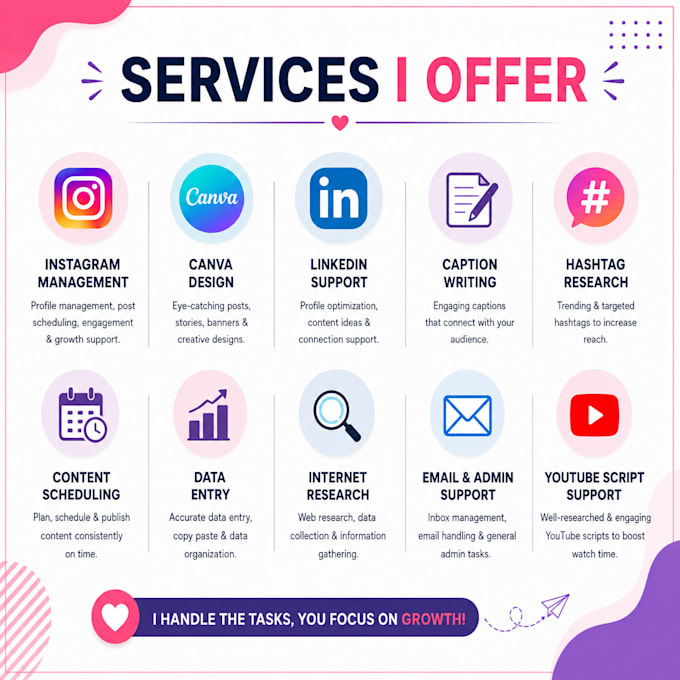 be your virtual assistant for admin and instagram tasks