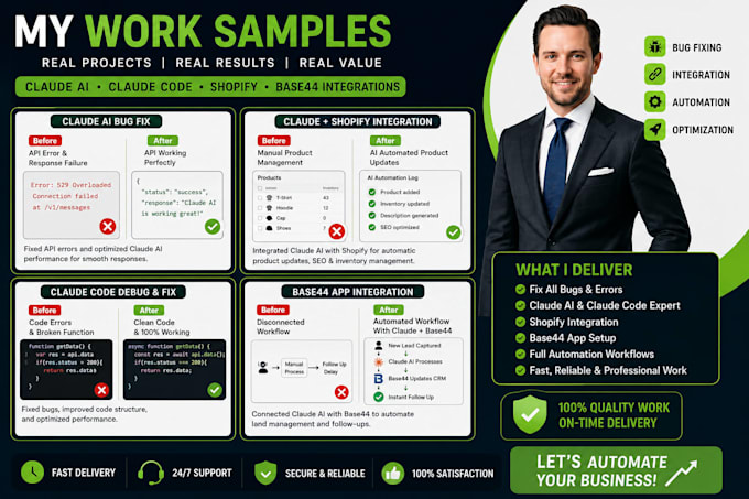 fix all bugs in claude ai claude code integrate claude with shopify base44 app
