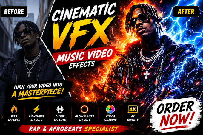 create cinematic vfx music video effects for rap and afrobeats