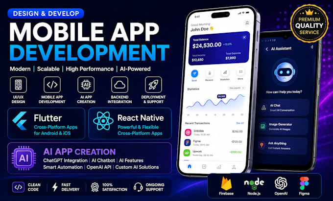 design mobile app development app developer flutter react native ai app creation