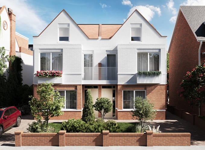 uk house cgi render for tenant improvement, construction shop drawing, dwg model