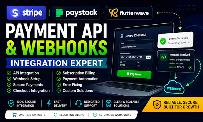 integrate stripe paystack flutterwave API and webhooks