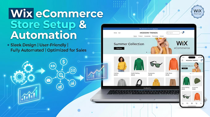 design and set up wix ecommerce store with automation