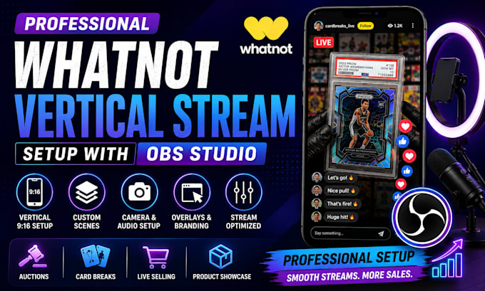 setup whatnot vertical stream for auctions or sport with obs