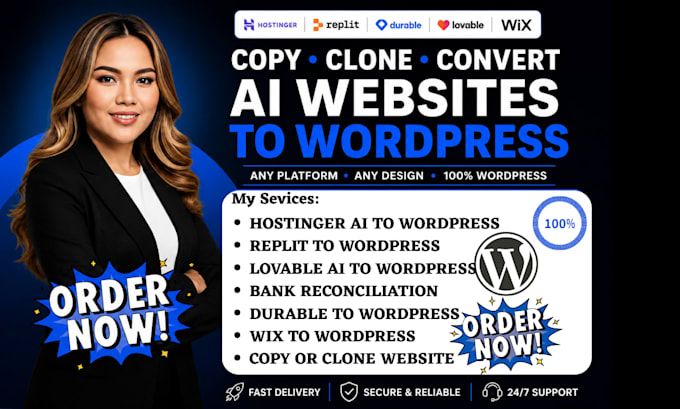 copy clone conert hostinger ai replit durable lovable or wix to wordpress