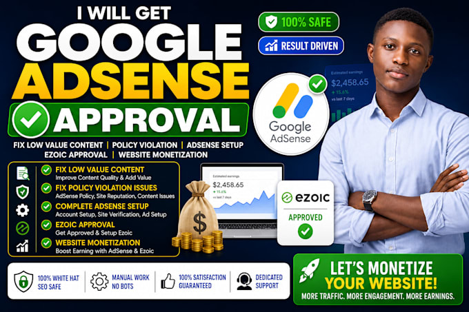 get google adsesnse approval fix low value content, adesense setup ezoic approve