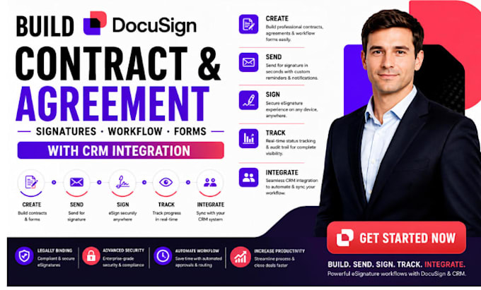 build docusign contract agreement signatures workflow forms with CRM integration