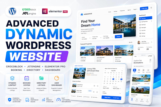 build advanced dynamic wordpress website with crocoblock jetengine elementor pro