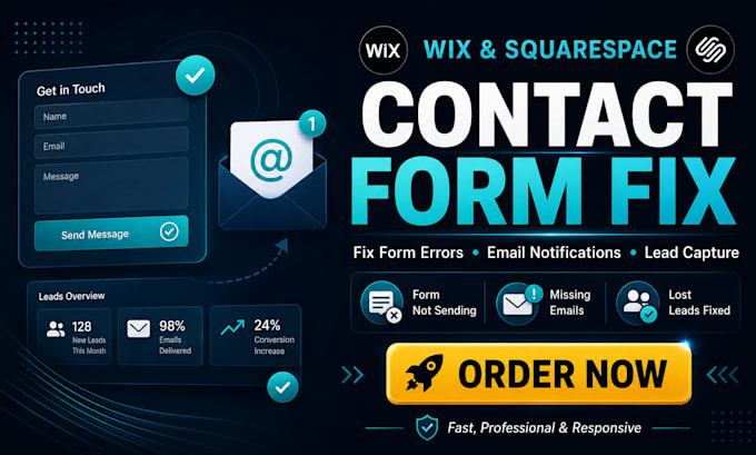 fix wix or squarespace contact form and email notification issues
