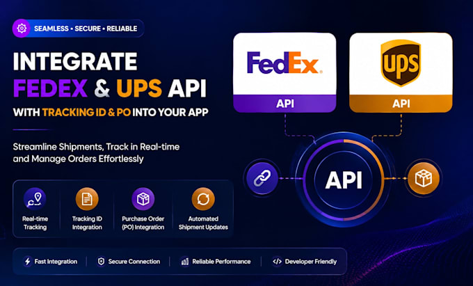 integrate fedex, ups API with tracking id, po into your app
