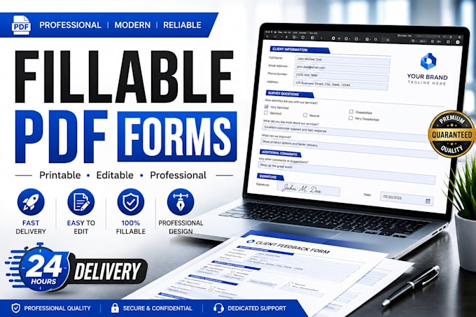 create fillable printable PDF survey forms with editable design
