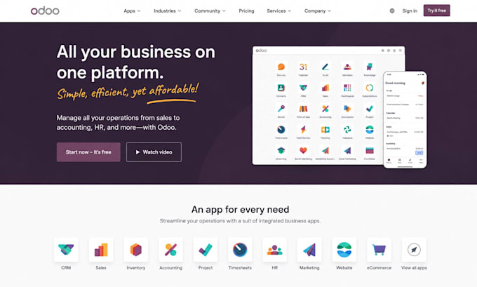 develop customize and fix your odoo erp website