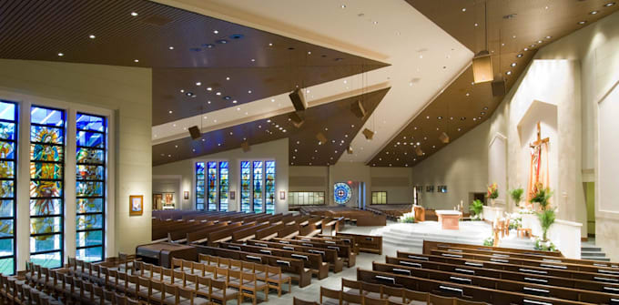 design church interior lighting plans with 3d rendering and dialux simulation