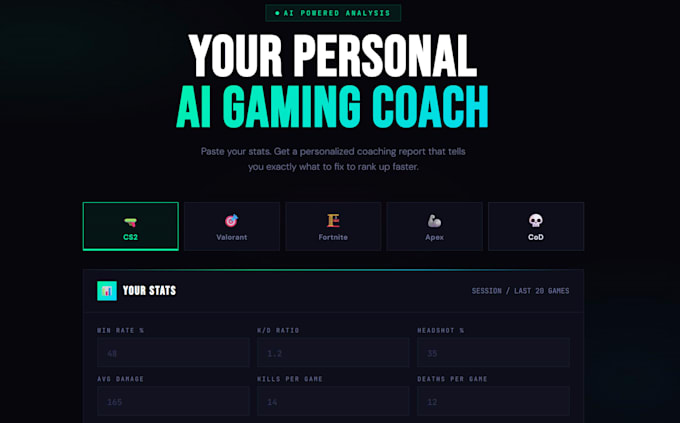 build an ai gaming coach tool that analyzes player stats