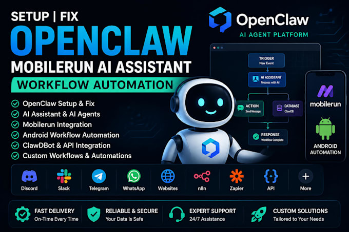 setup fix openclaw mobilerun ai assistant  clawdbot android workflow automation