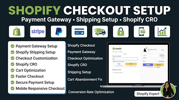 setup shopify checkout champ payment gateway shipping professionally shopify cro