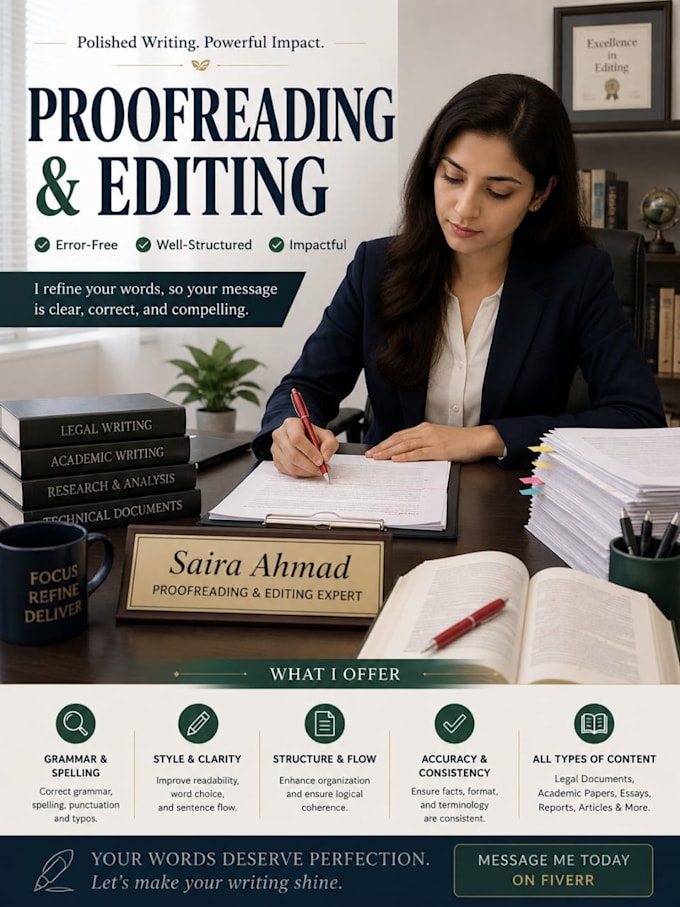 proofread, edit and provide full academic support