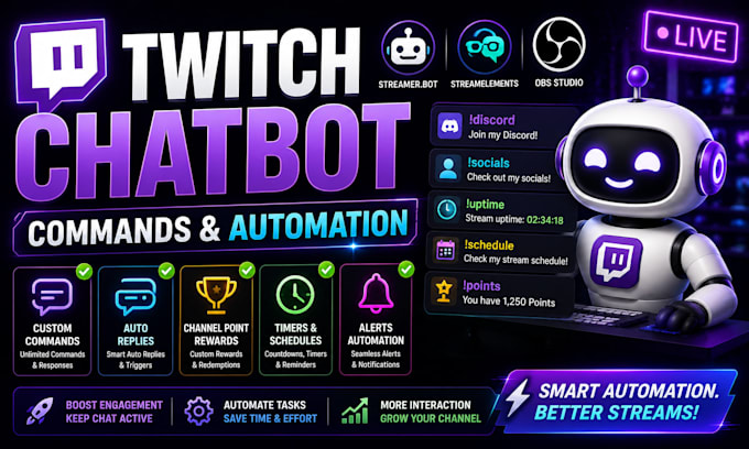 setup twitch chatbot commands and stream automation