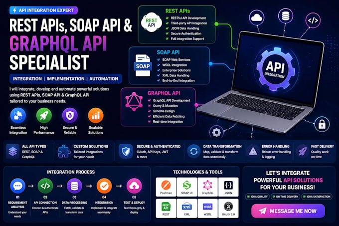 integrate rest API soap API and graphql API with 3rd party crm integration