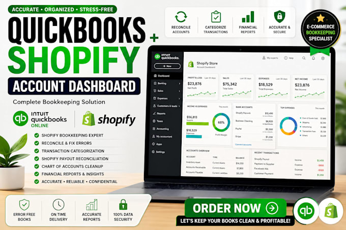fix reconcile quickbooks bookkeeping  categorizations errors for shopify sellers